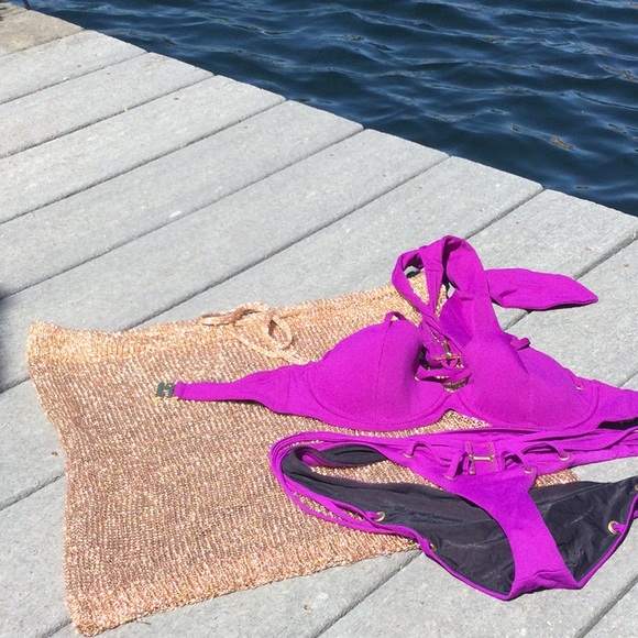 Bathing Suit Mesh Skirt Cover-Up, Bronze Colored, drawstring - Picture 2 of 7